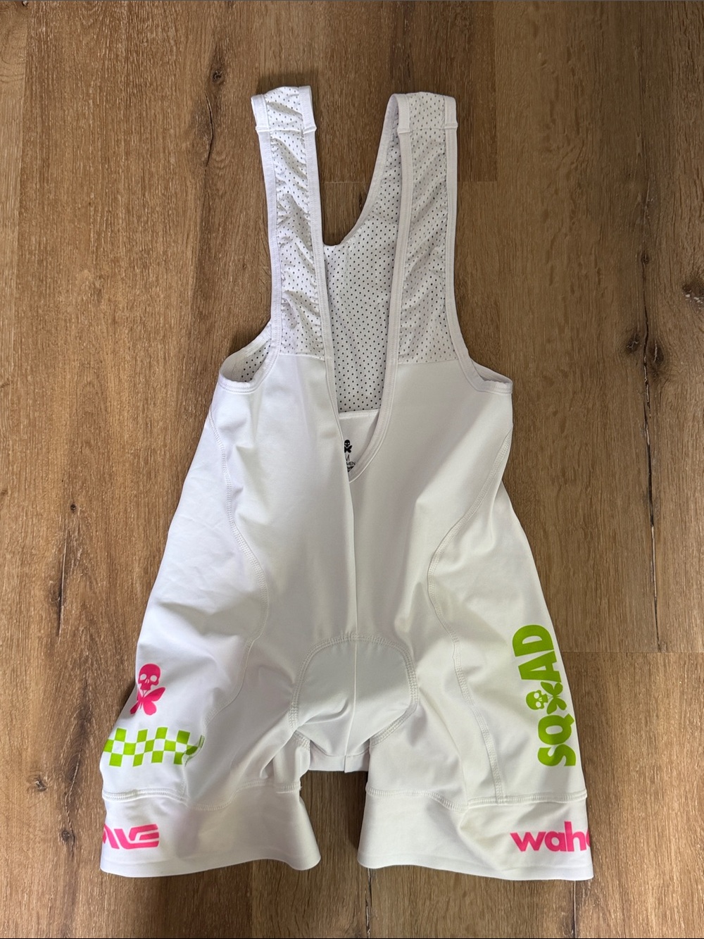 Betty Designs Squad 2025 White Bike Cycling Padded Bib Shorts medium